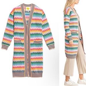 NWT Kerri Rosenthal Nina Duster Cardigan - Island Block Sz Small